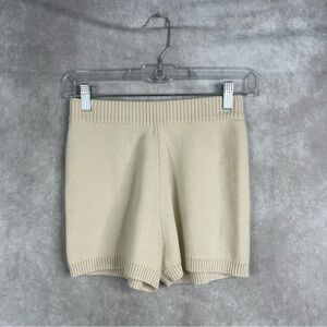 Peach Den Merino Wool Blend Knit Pull On Shorts In Ivory Women's Size S